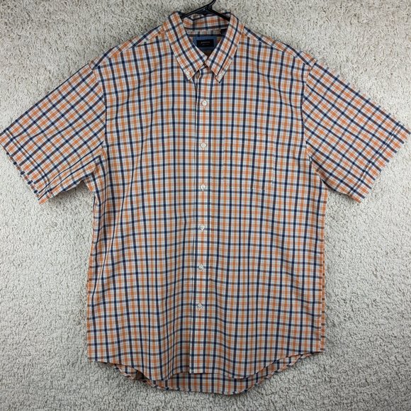 Arrow* Men's Short Sleeve Button Down Curved Hem Double Pocket Shirt~ Size Large - Picture 13 of 13